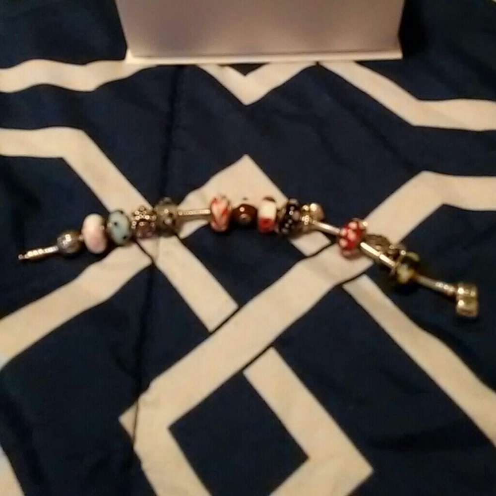 Pandora bracelet with authentic murano beads